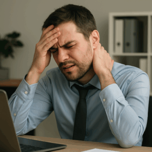 Afbeelding gemaakt met AI, veel mensen ervaren stress.